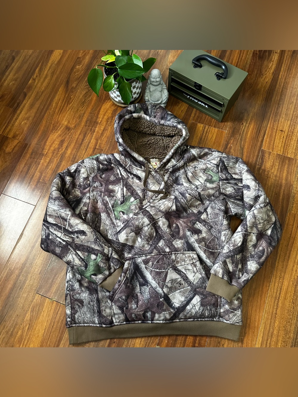 RedHead Reversible Camo & Brown Sherpa Fleece Pullover Hoodie XL